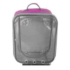 Markapet Deri İşlemeli Tekerlekli Kedi Köpek Taşıma Çantası 25x35x40 cm Koyu Pembe