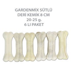Garden Mix Sütlü Pres Deri Köpek Çiğneti Kemik 20-25 gr 6 Lı