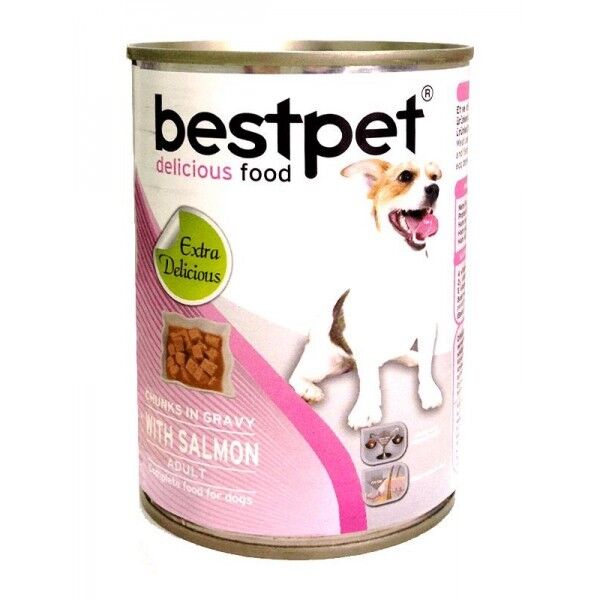 Bestpet Soslu Parça Etli Somonlu Konserve Yetişkin Köpek Maması 415 gr