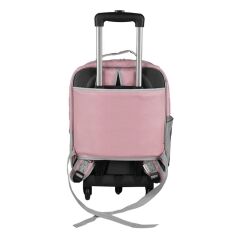 Markapet Deri İşlemeli Tekerlekli Kedi Köpek Taşıma Çantası 25x35x40 cm Açık Pembe