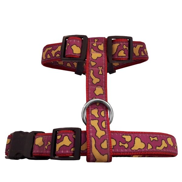 Kemikli Köpek Göğüs Tasması 40-50 cm Mor-Kırmızı