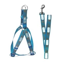 Köpek Göğüs Bel Tasma Ve Gezdirme Seti 120*2.5 cm 30-45 cm*2.5 cm Açık Mavi