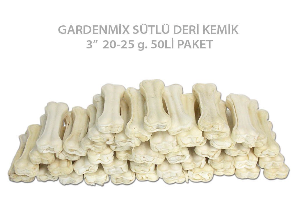 Garden Mix Sütlü Deri Kemik 8 cm 50 li
