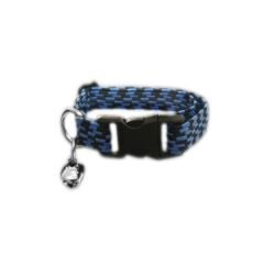 Elastik Örme Kedi Tasması Mavi-Siyah 10 mm A=23/32 cm