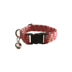 Elastik Örme Kedi Tasması Kırmızı-Gri 10 mm A=23/32 cm