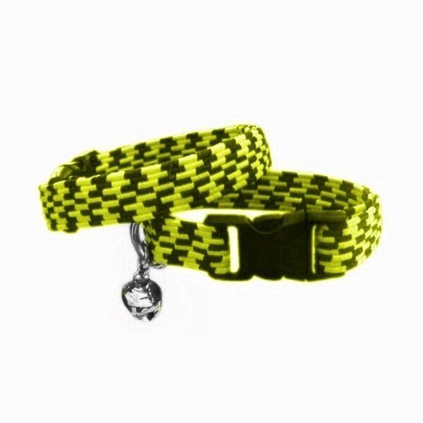 Elastik Örme Kedi Tasması Fosfor-Siyah 10 mm A=23/32 cm