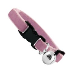 Kedi Boyun Tasması Kadife Dokulu Çanlı 1*30 cm Pembe