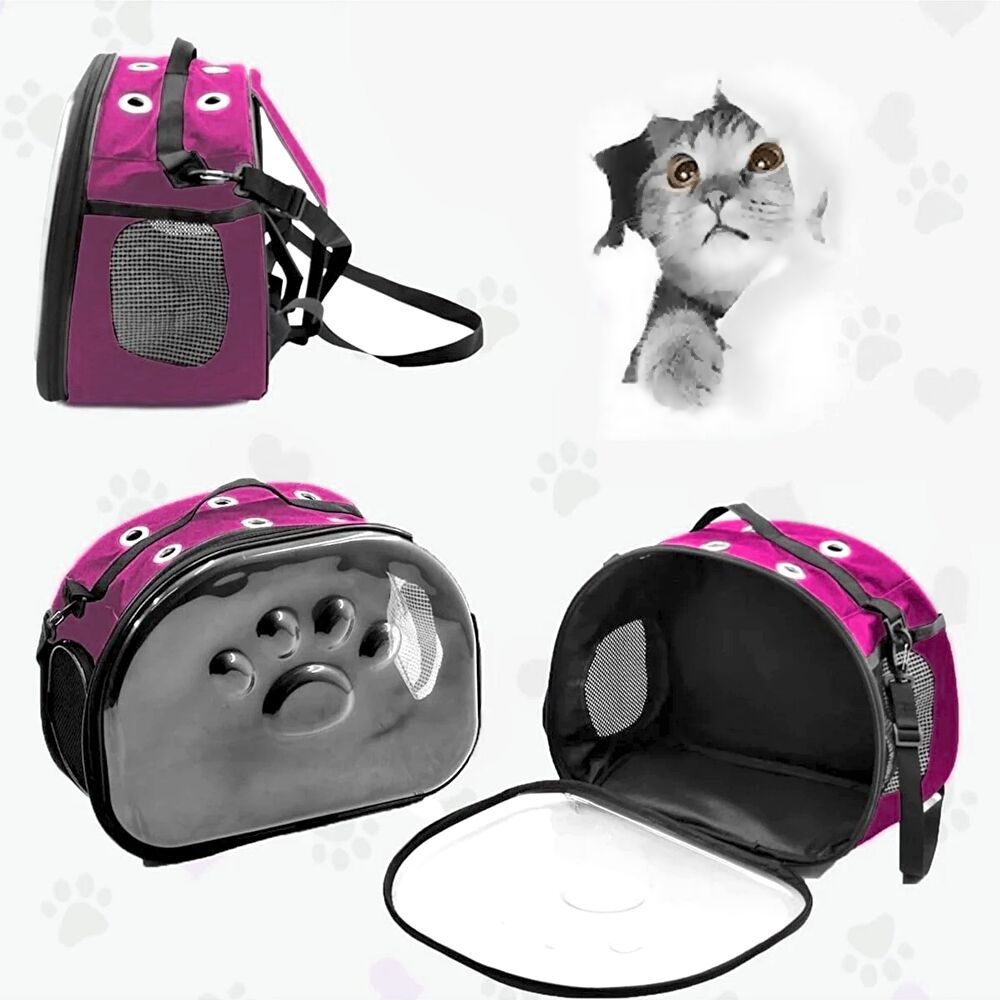 Markapet Patili Şeffaf Kedi Taşıma Sırt Çantası Pembe 20 x 34 x 42 cm