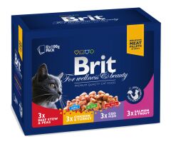 Brit Premium Pouch Biftek, Tavuk ve Balıklı Çeşitler 12X100 Gr