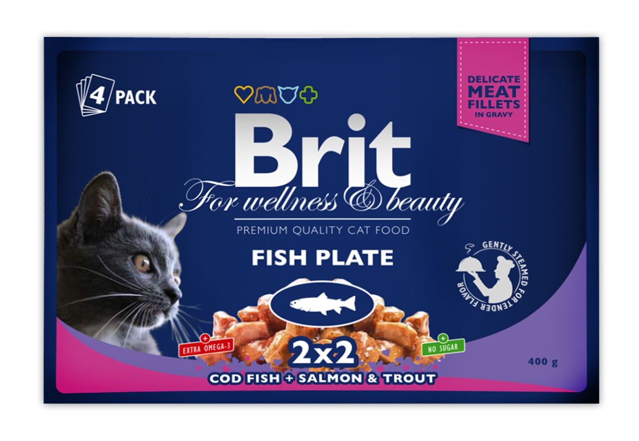 Brit Premium Pouch Kedi Maması Balıklı Çeşitler 4X100 Gr