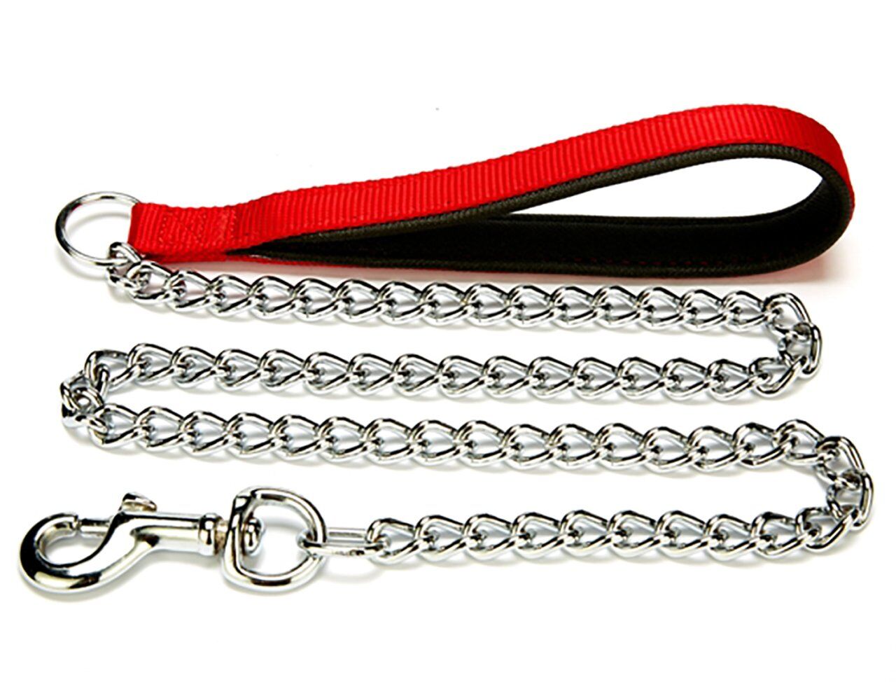 Doggie Comfort Dokuma Saplı Zincirli Gezdirme Kayışı Kırmızı 3,5x110 cm