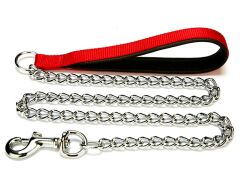 Doggie Comfort Dokuma Saplı Zincirli Gezdirme Kayışı Kırmızı 3,5x110 cm