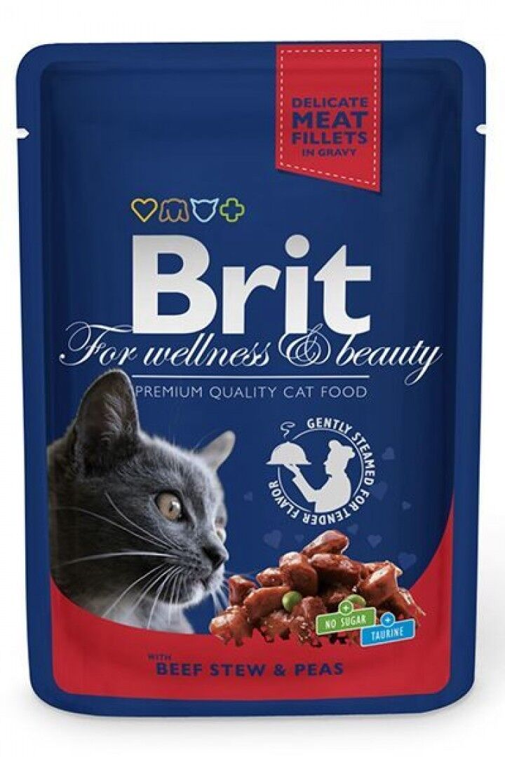 Brit Premium Cat Pouches with Beef Stew & Peas 100 gr
