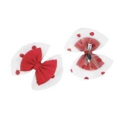 Puantiyeli Keçe Kedi Köpek Tokası Kırmızı 4.5-5.5 cm