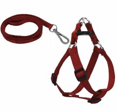Köpek Göğüs Tasma Seti 30-50 cm Kırmızı + Gezdirme Kayışı