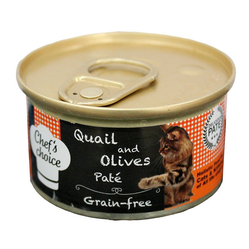 ChefsChoice Bıldırcın Ve Zeytin Ezmeli Tahılsız Kedi Konservesi 85 Gr