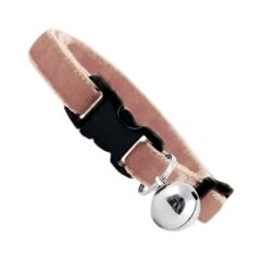 Kedi Boyun Tasması Kadife Dokulu Çanlı 1*30 cm Somon