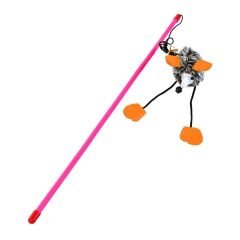 Tüylü Fareli Kedi Oyun Oltası 47.6 cm/18.74 cm Gri-Turuncu