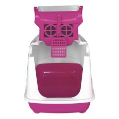Markapet Karbon Filtreli Üstü Açılabilir Kedi Tuvaleti 36*36*49 cm Pembe + Kürek Hediyeli