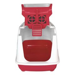 Markapet Karbon Filtreli Üstü Açılabilir Kedi Tuvaleti 36*36*49 cm Kırmızı + Kürek Hediyeli