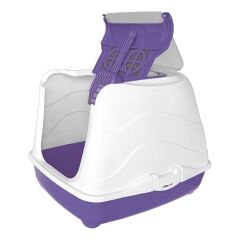 Markapet Karbon Filtreli Üstü Açılabilir Kedi Tuvaleti 36*36*49 cm Mor + Kürek Hediyeli