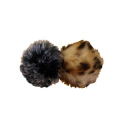 Kedi oyuncağı ikili set leopar desenli ve gri toplar 7-7 cm