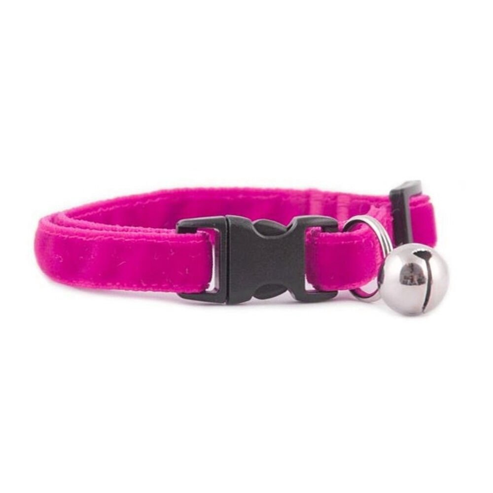 Markapet Kedi Boyun Tasması Kadife Dokulu Çanlı 1*30 cm Pembe