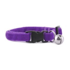 Markapet Kedi Boyun Tasması Kadife Dokulu Çanlı 1*30 cm Mor