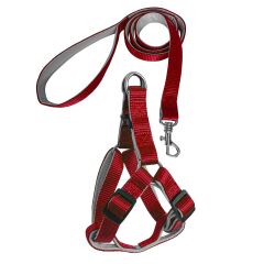 Gezdirme Kayışlı Dokuma Köpek Göğüs Tasma Seti 32*47-110 cm Kırmızı