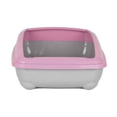 Kedi Tuvalet Kum Kabı 50/37/13.5 cm Açık Pembe + Kürek Hediye