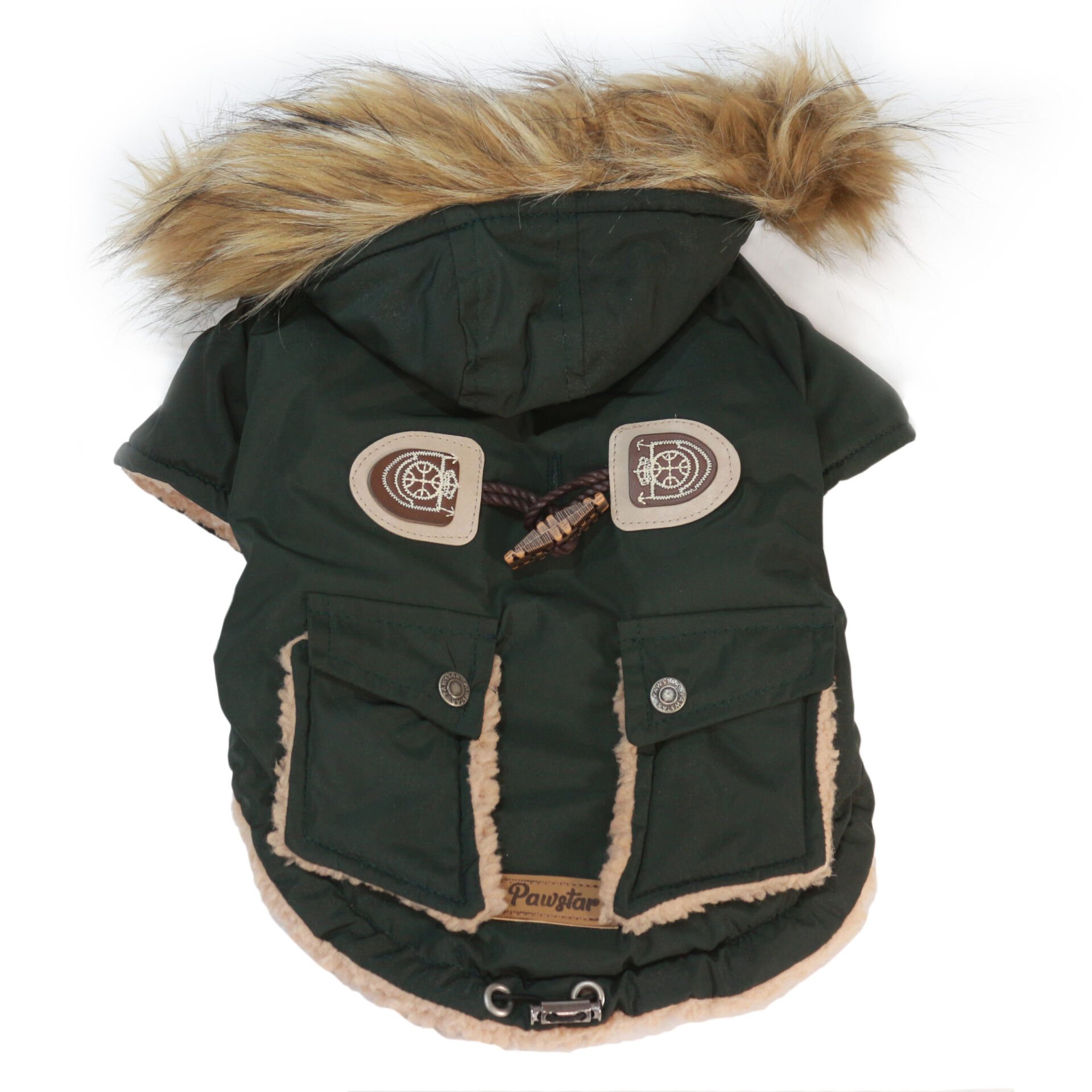 Antler Buttoned Coat Küçük Irklar İçin Kapşonlu Köpek Montu Large