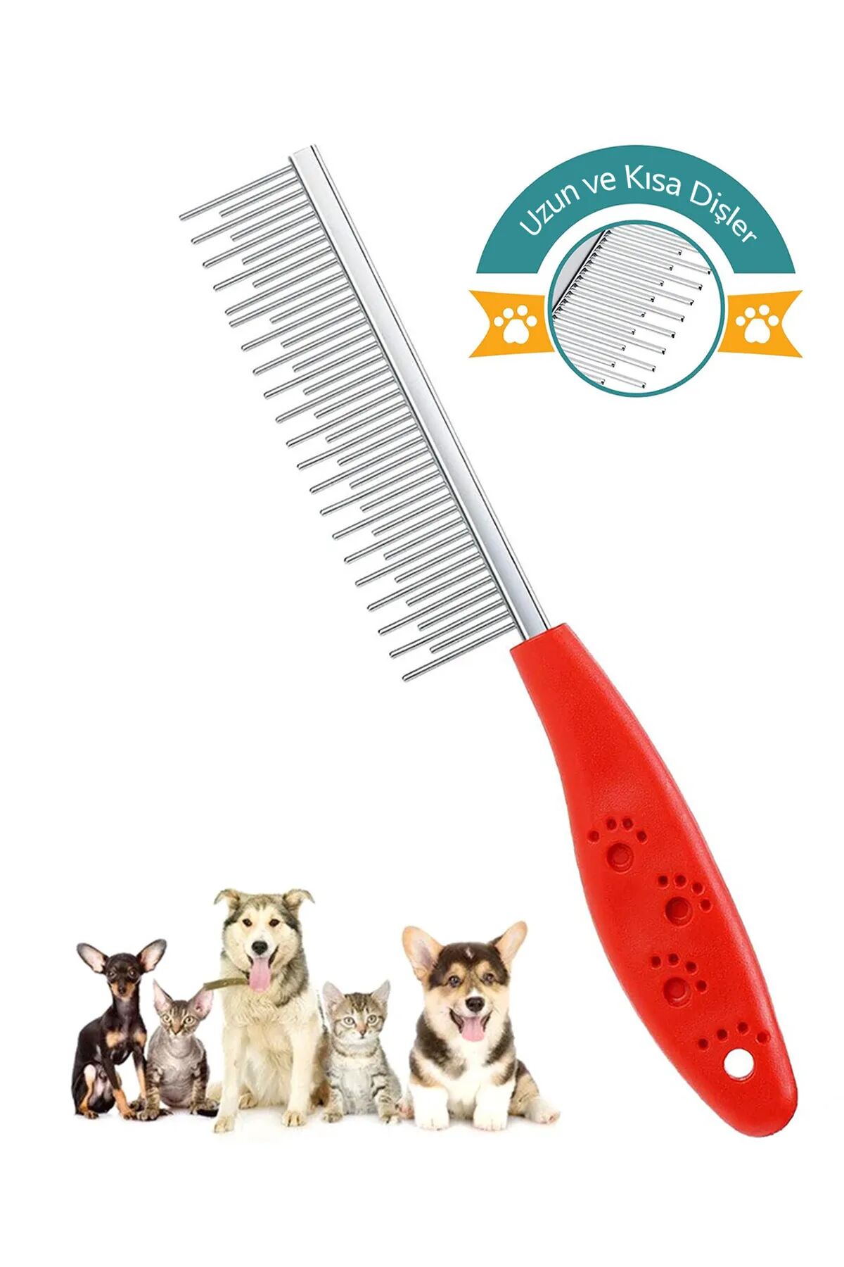 Tüy Açma Tarağı Kedi Köpek Kıtık Topak Açıcı Ergonomik Evcil Hayvan Bakım Tek Taraflı Metal Tarak