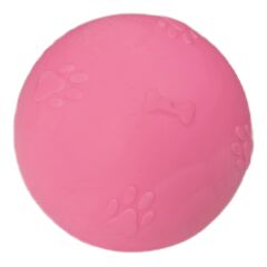Pati Desenli Termoplastik Sert Köpek Oyun Topu 7 cm Medium Pembe