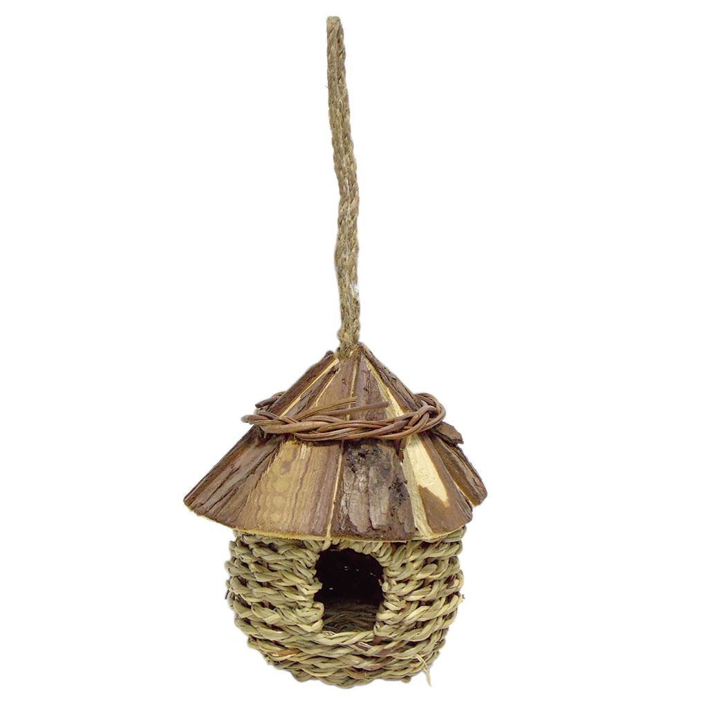 Eastland Tahta Çatılı Hasır Örgü Kuş Yuvası 14x15,5 cm
