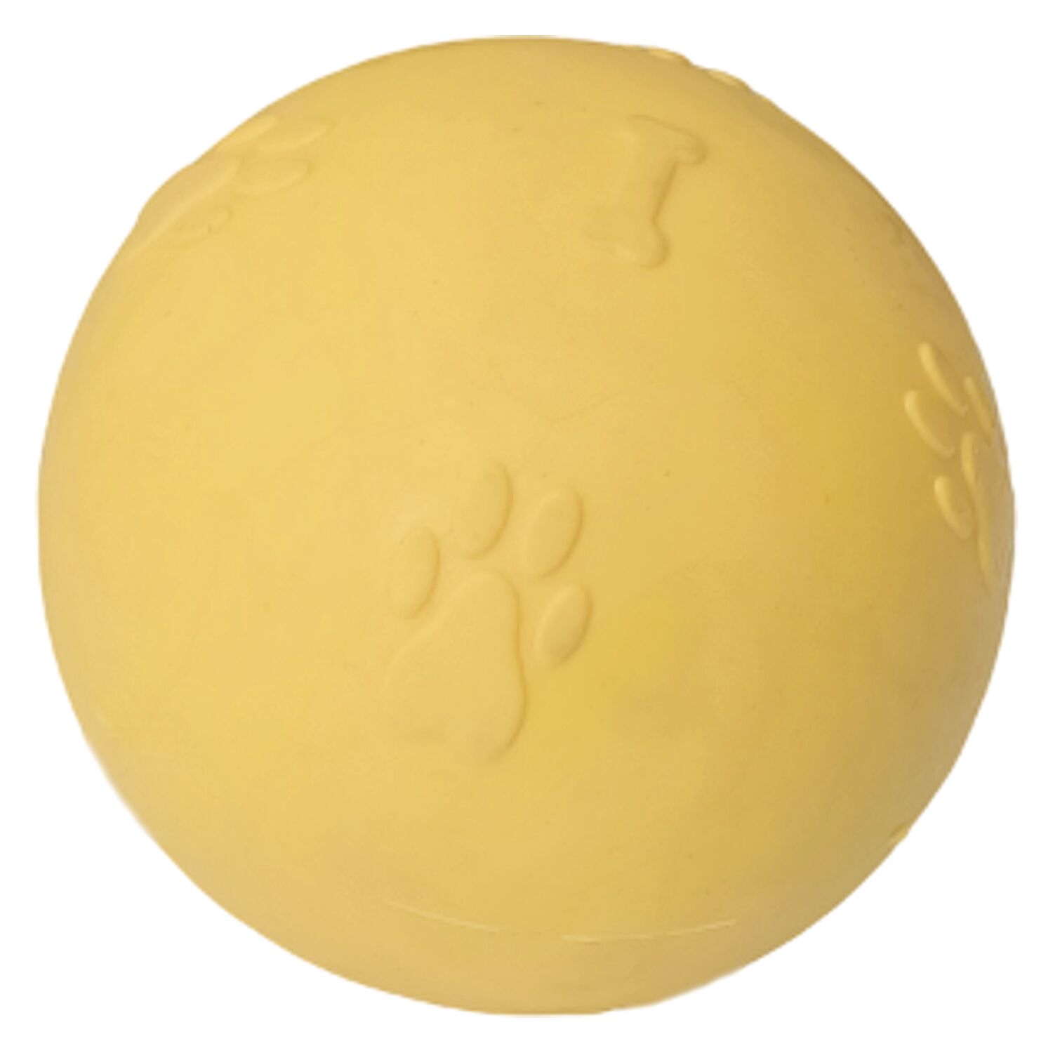 Pati Desenli Termoplastik Sert Köpek Oyun Topu 7 cm Medium Sarı