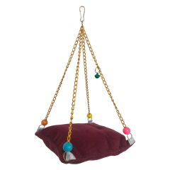 Karamel Pet Zincirli Yataklı Kuş Hamağı Bordo Renkte