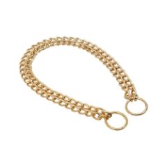 Doggie Eğitim Serisi Çift Boğma Zincirli Köpek Boyun Tasması - 2,5x50-50cm - Gold