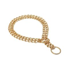 Doggie Eğitim Serisi Çift Boğma Zincirli Köpek Boyun Tasması - 2,5x50-50cm - Gold
