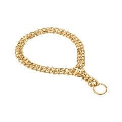 Doggie Eğitim Serisi Çift Boğma Zincirli Köpek Boyun Tasması - 2,5x50-50cm - Gold