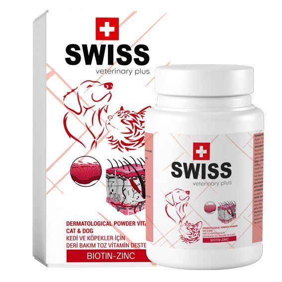 Swiss DERMOTOLOGICAL Powder Kedi ve Köpek Deri Tüy Bakım Desteği 100 gr
