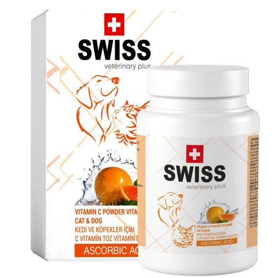 Swiss Vitamin C Powder Kedi ve Köpek Enfeksyona Karşı Koruma Desteği 100 gr
