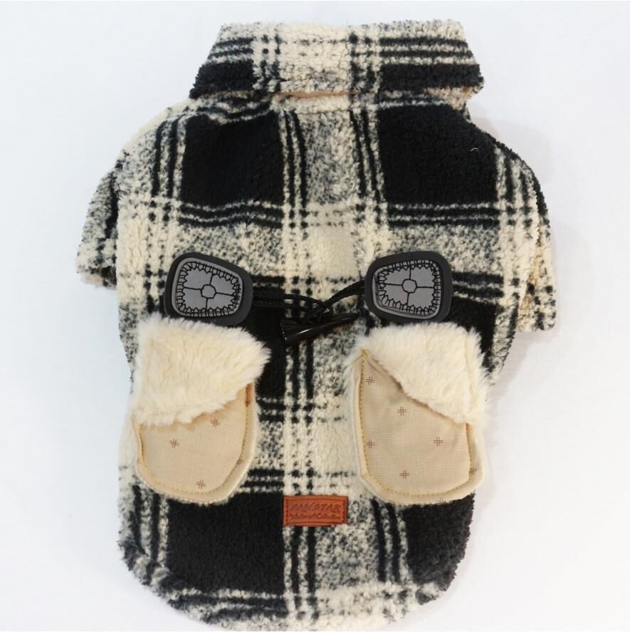 Plaid Coat Peluş Kedi Köpek Ceketi Kıyafeti Large