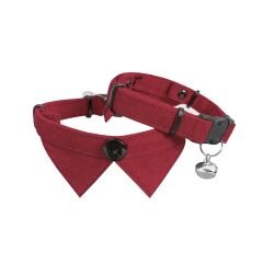 Markapet Kadife Zilli Yakalı Kedi Boyun Tasması 20-32 cm Kırmızı