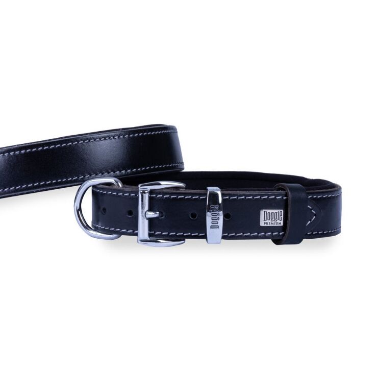 Doggie El Yapımı Konforlu Deri Köpek Tasması 2,5x37-45 cm Siyah