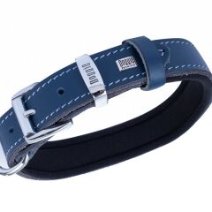 Doggie El Yapımı Konforlu Deri Köpek Tasması 2,5x37-45 cm Mavi