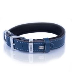 Doggie El Yapımı Konforlu Deri Köpek Tasması 2,5x37-45 cm Mavi