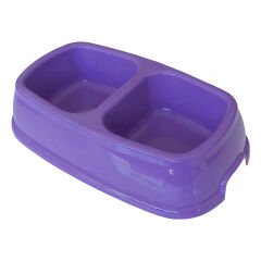 Markapet İkili Plastik Mama ve Su Kabı 500 + 500 ml Mor