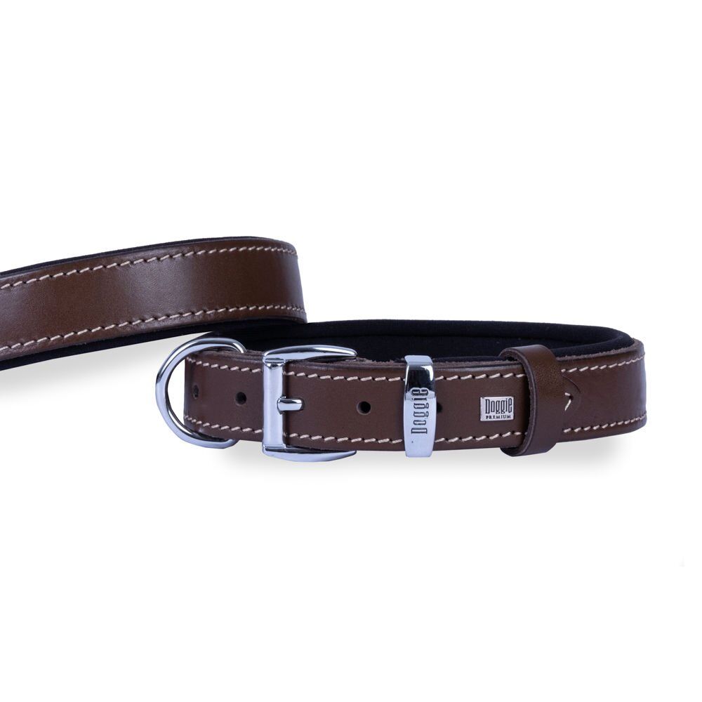 Doggie El Yapımı Konforlu Deri Köpek Tasması 3x42-50 cm Kahverengi