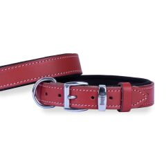 Doggie El Yapımı Konforlu Deri Köpek Tasması 3x42-50 cm Kırmızı