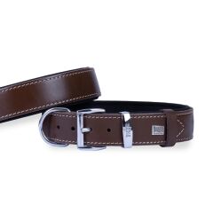 Doggie El Yapımı Konforlu Deri Köpek Tasması 3,5x47-55 cm Kahverengi